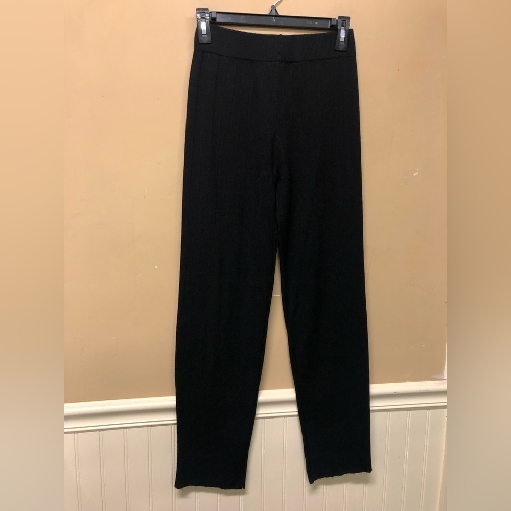 Silk and Salt Staycation Sweat Pants Black Ribbed Knit Pull On Size M - Picture 1 of 6